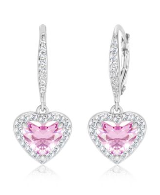 Серьги Chanteur/Girl/Heart Pink Crystal White Gold Palladium Plating Leverback
