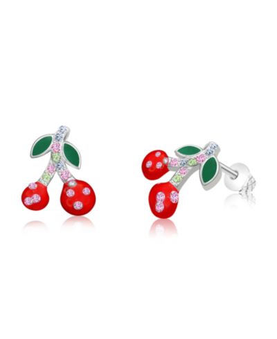 Серьга-гвоздик Chanteur/Girl/Cherry Red Crystal White Gold Palladium Plating Screwstud