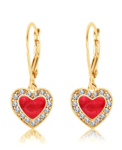Серьги Chanteur Girls Heart Red Crystal Yellow Gold Brass Plating Leverback