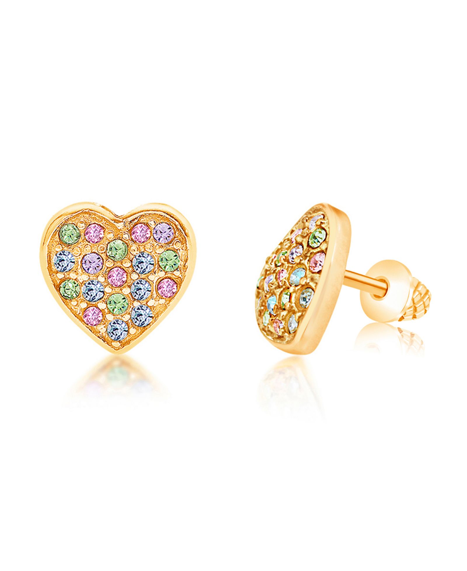 Серьги Chanteur Heart White Crystal Yellow Gold Brass Plating для девочек