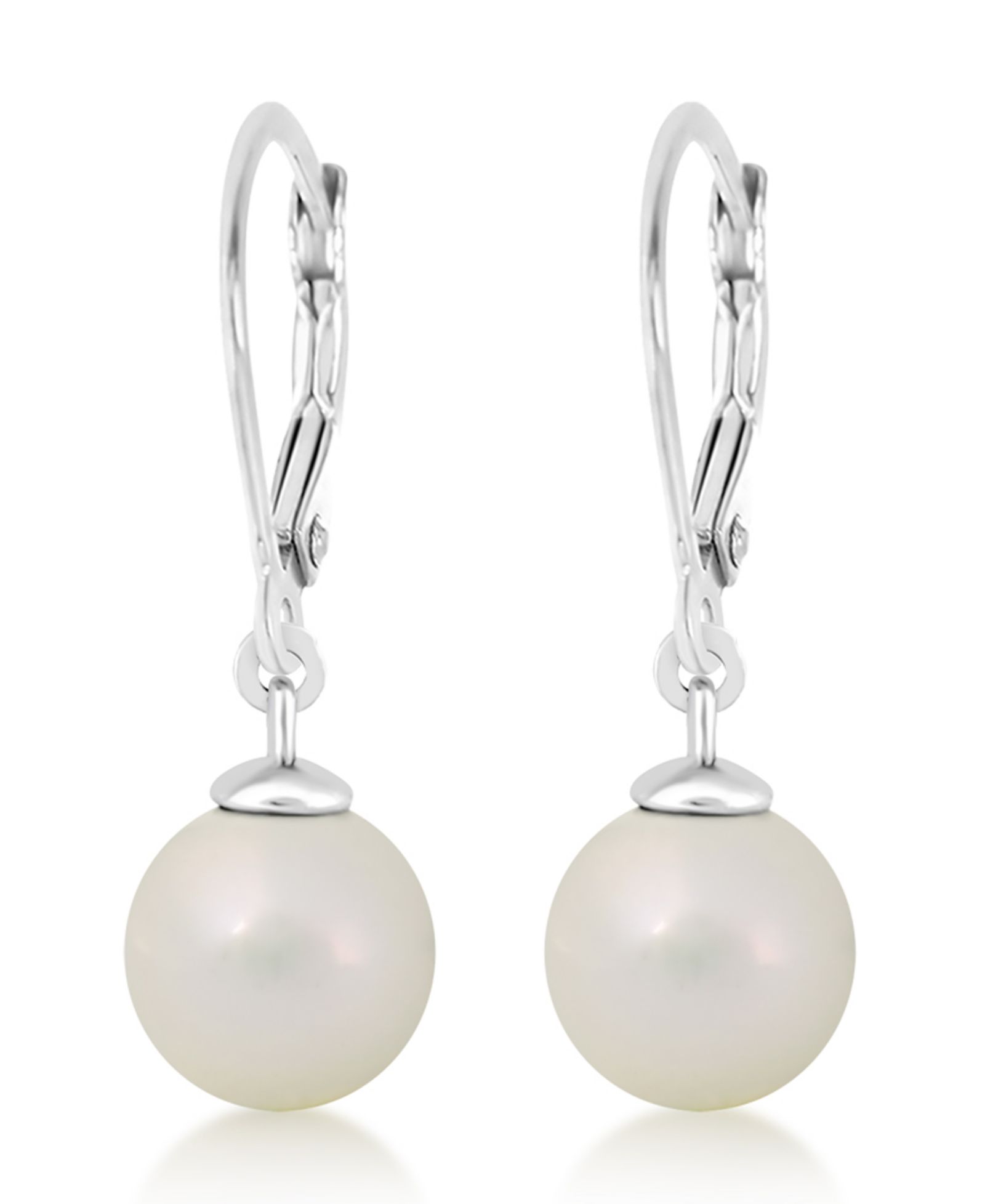 Серьги Chanteur Pearl White Gold Palladium Plating Leverback