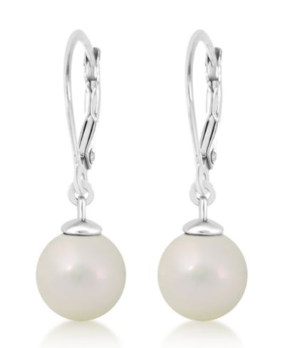Серьги Chanteur Pearl White Gold Palladium Plating Leverback