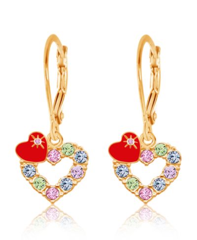 Серьги Chanteur Heart Red Crystal Leverback для девочек