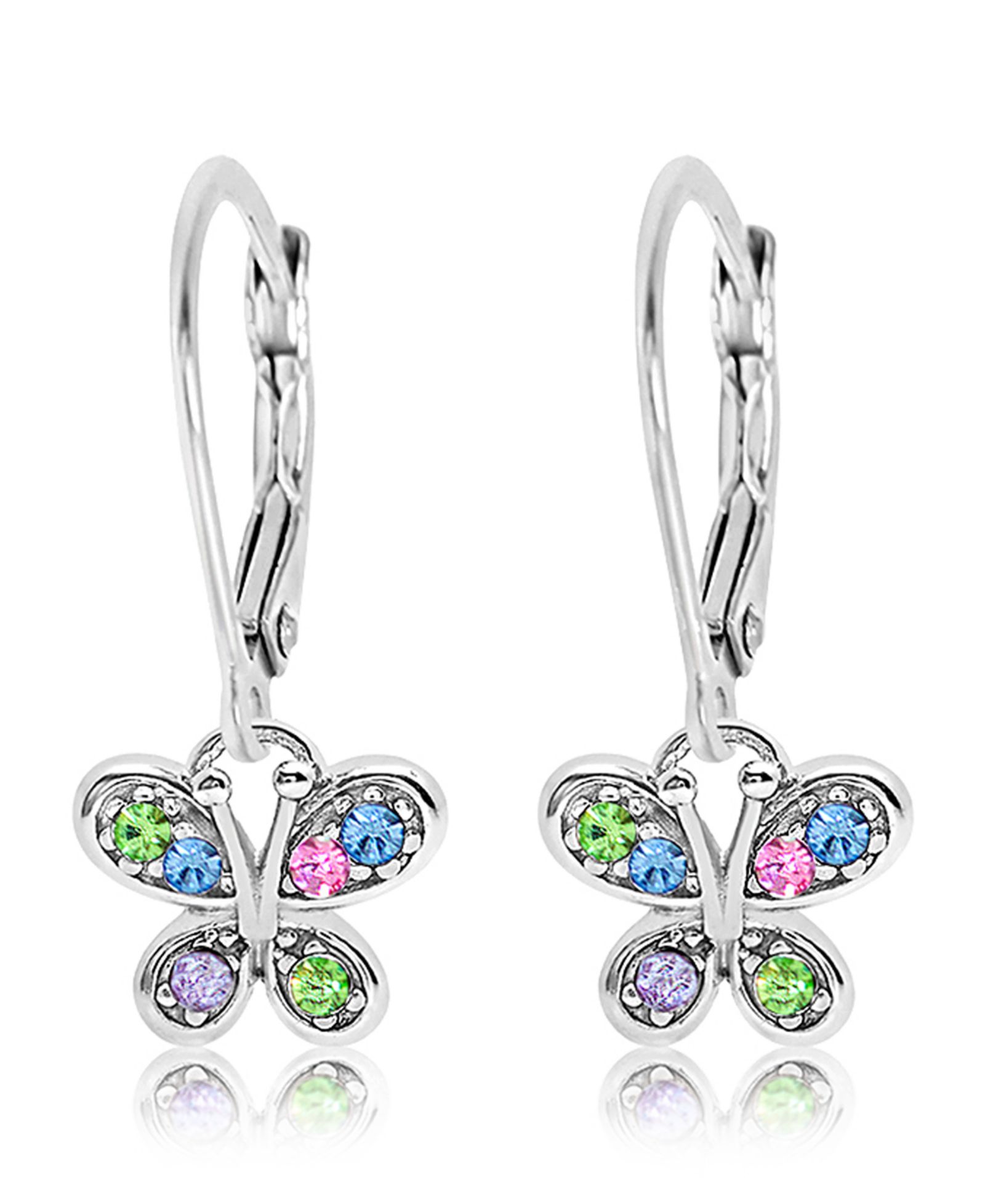 Серьги Chanteur для девочек, кристалл White Gold Palladium Plating Leverback