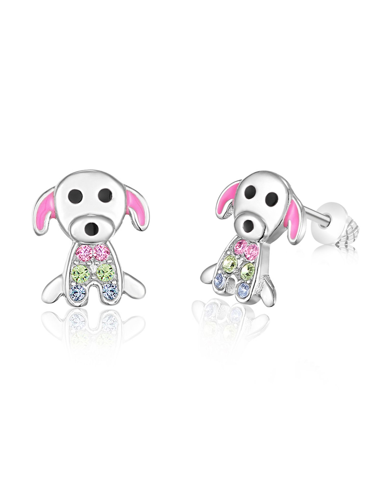 Серьги-гвоздики Chanteur Multi-color Crystal White Gold Palladium Plating