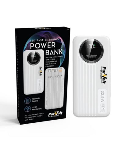 Внешний аккумулятор Pursonic 10,000mAh LED Fast Charging, 22.5W, Type-C/USB/Lightning совместимость