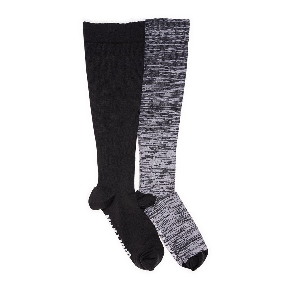 MUK LUKS Women's 2 Pair Pack Nylon Compression Knee High Socks, One Size