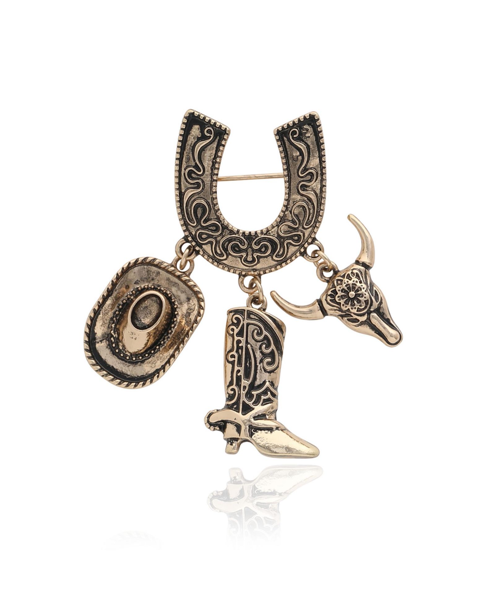 Jessica Simpson -Tone Rodeo Brooch with Western Charms