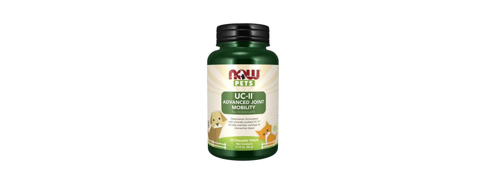 Now Foods UC-II Advanced Joint Mobility Chewable Tablets for Dogs & Cats, 60 Tabs