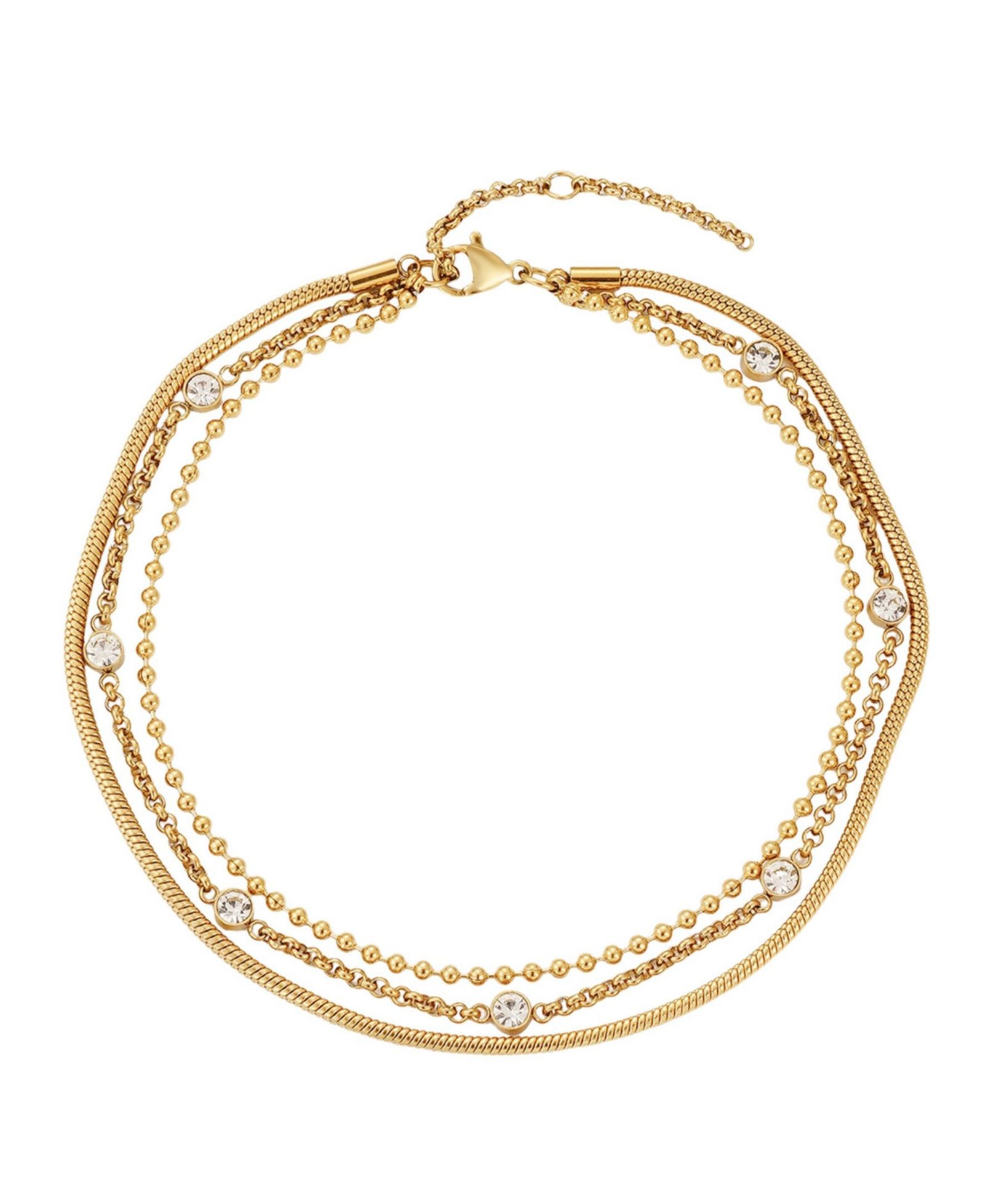 ADORNIA Tarnish Resistant Gold Triple Layered Anklet