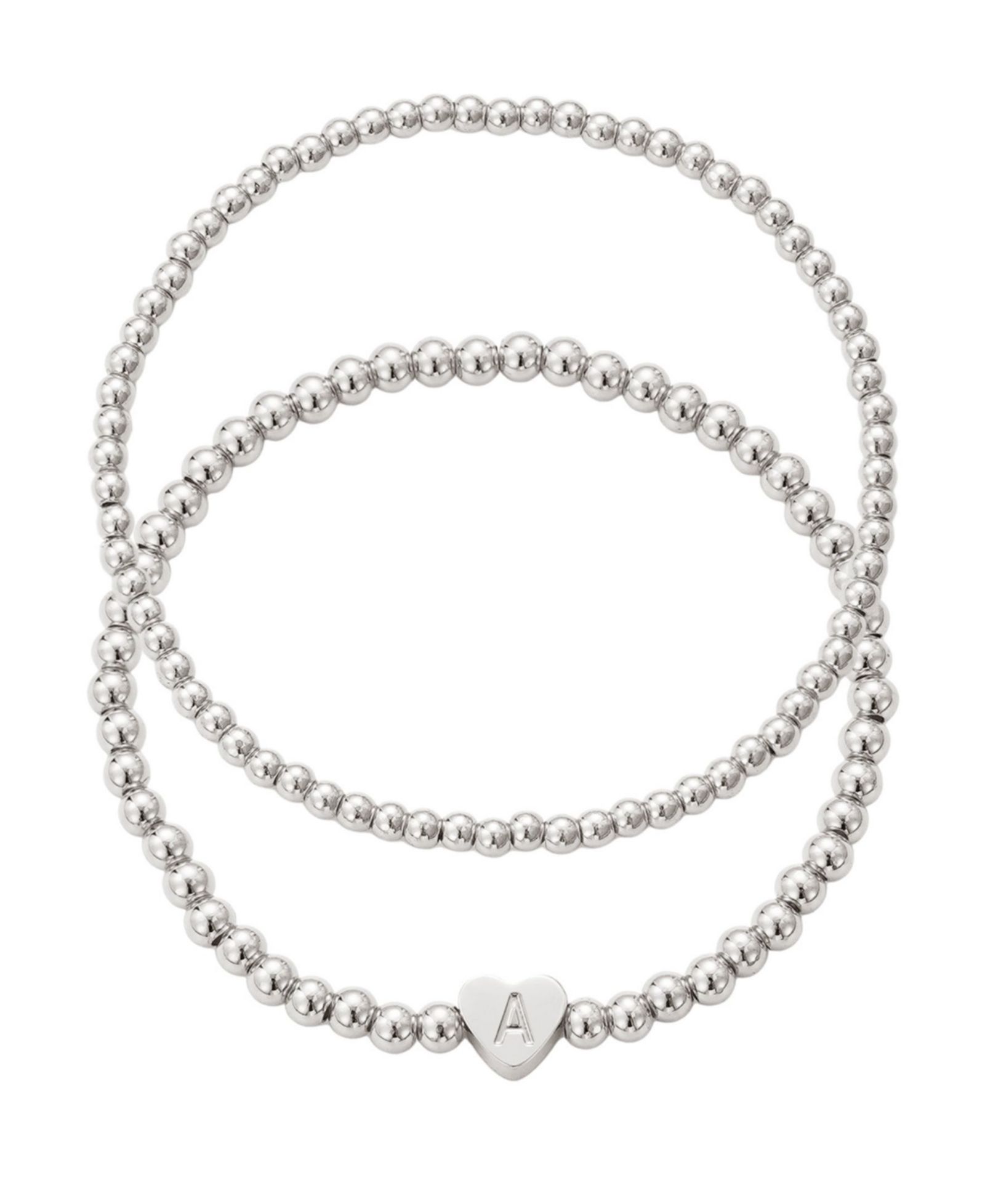 Набор браслетов ADORNIA Silver Ball Bead Initial
