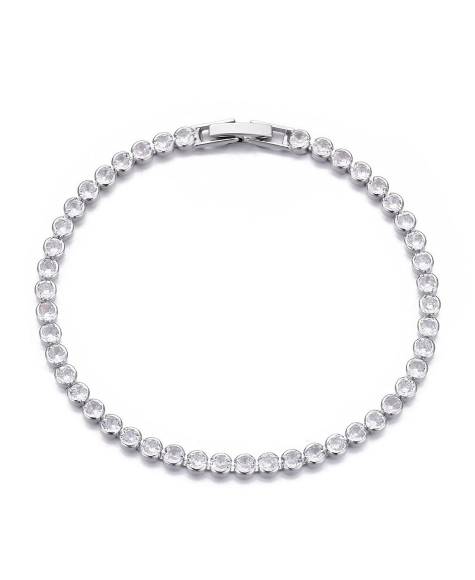 ADORNIA Silver Crystal Bezeled Tennis Bracelet