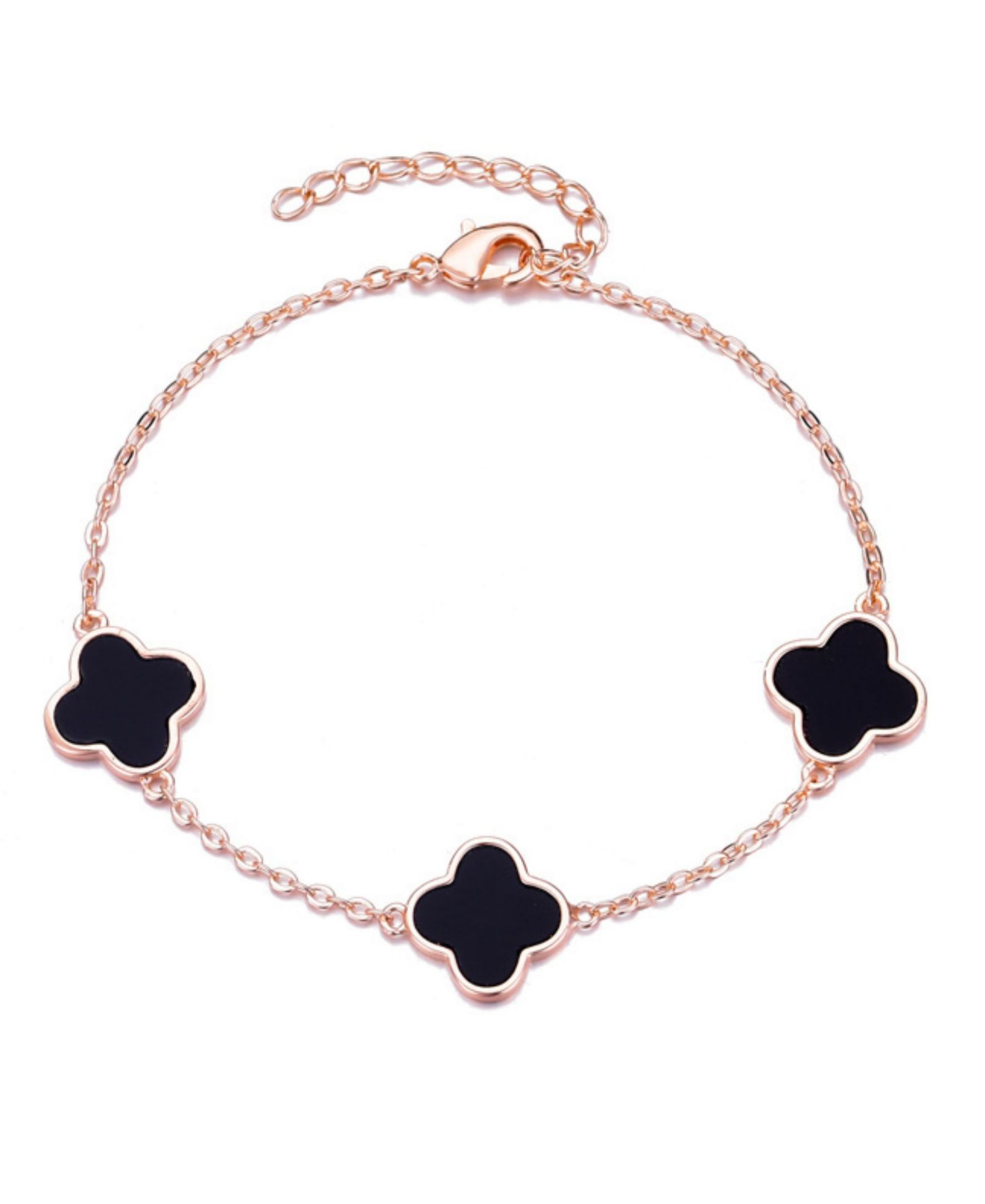 Браслет ADORNIA Rose Gold Black Clover Station