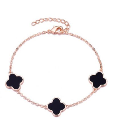 Браслет ADORNIA Rose Gold Black Clover Station