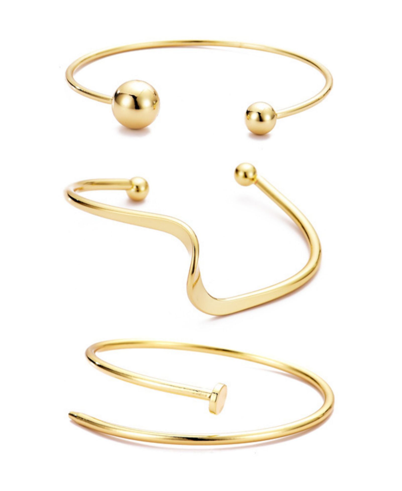 ADORNIA Gold Cuff Bracelet Set