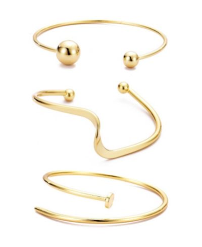ADORNIA Gold Cuff Bracelet Set