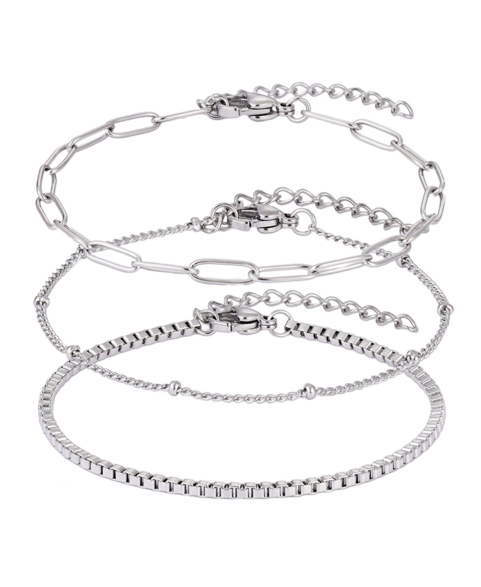 Набор браслетов ADORNIA Tarnish Resistant Silver Chain