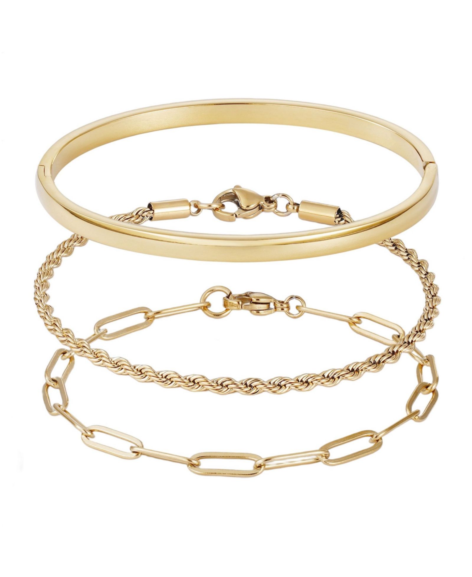 Набор браслетов ADORNIA Gold Cuff and Chain Tarnish Resistant
