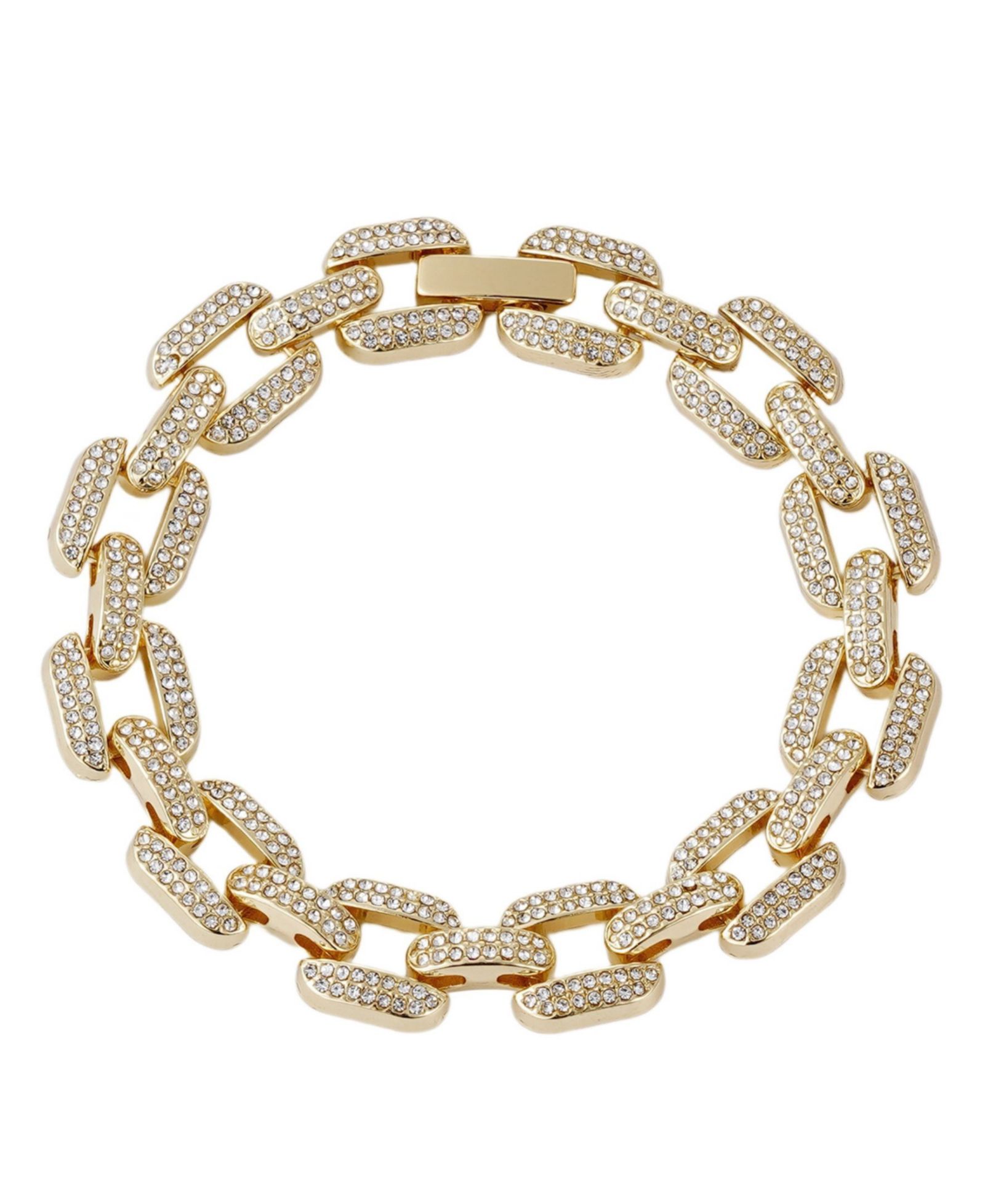 ADORNIA Gold Crystal Encrusted Link Chain Bracelet