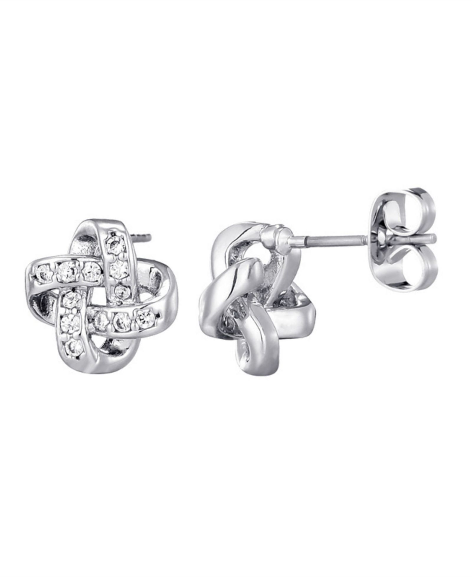 ADORNIA Silver CZ Knot Twist Stud Earrings