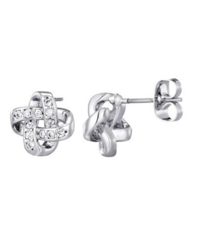 ADORNIA Silver CZ Knot Twist Stud Earrings