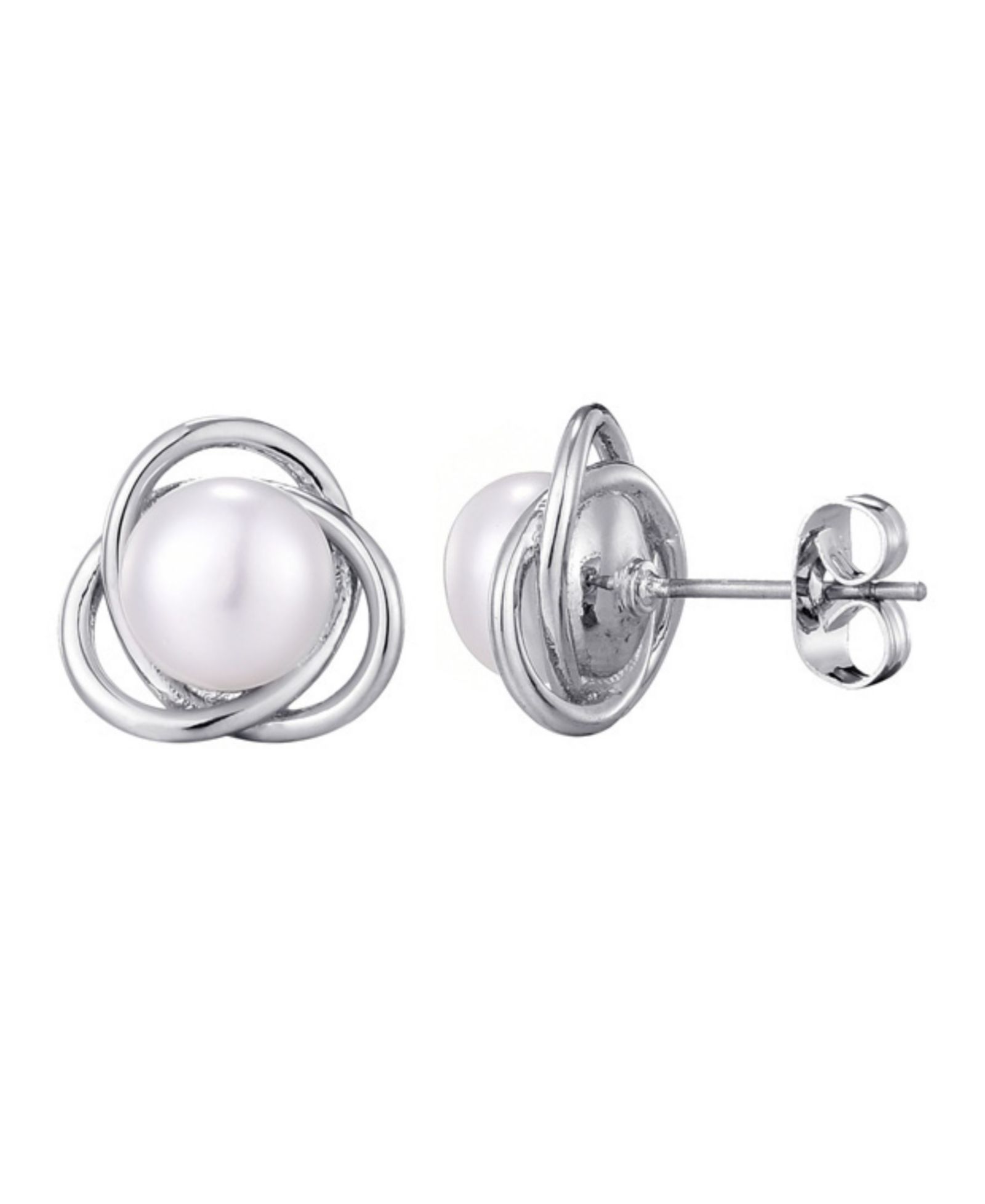 ADORNIA Silver Freshwater Pearl Stud Earrings