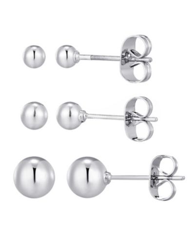ADORNIA Серьги-гвоздики Ball Stud, серебро, 3 шт.