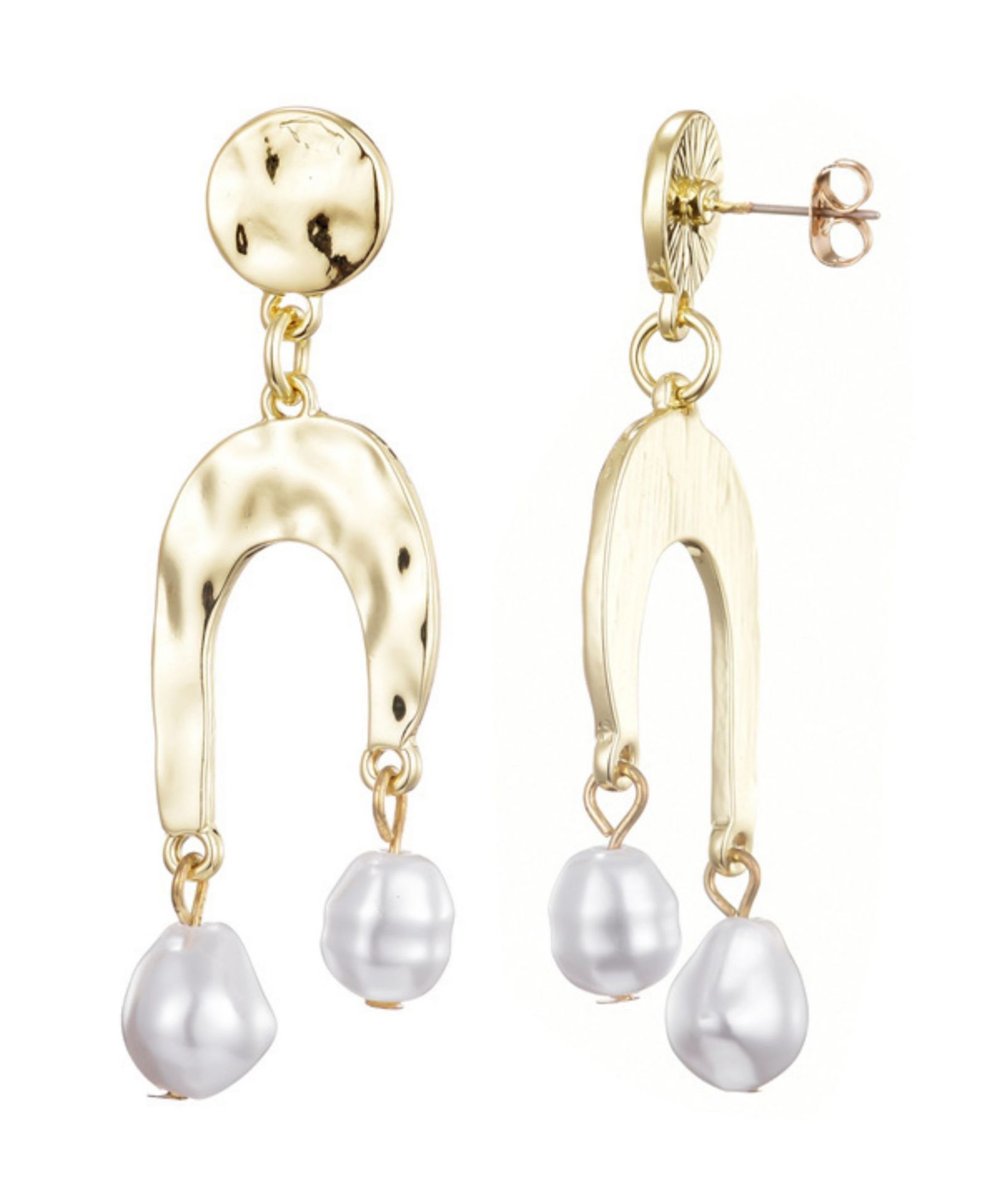 Серьги ADORNIA Gold Faux Pearl Statement