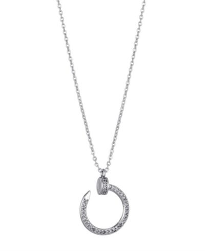 ADORNIA Silver CZ Curved Nail Ring Necklace