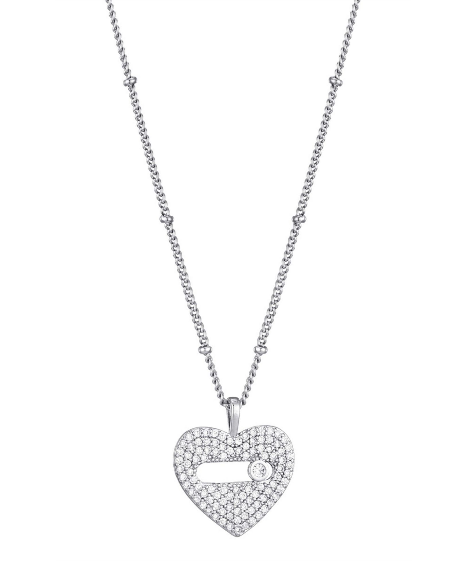 ADORNIA Silver CZ Heart Necklace