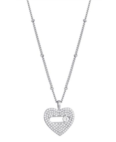 ADORNIA Silver CZ Heart Necklace