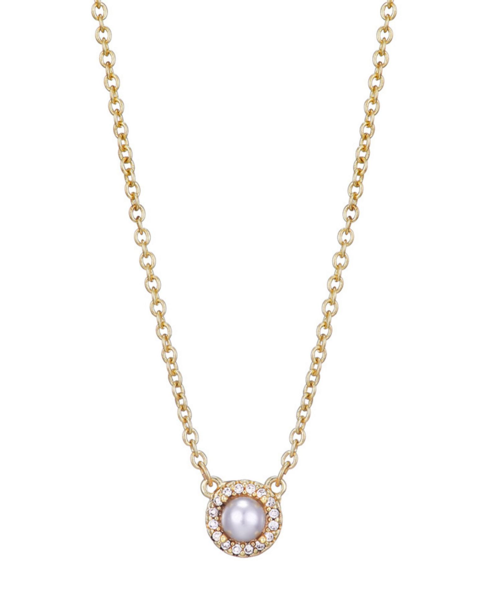 ADORNIA Золотое ожерелье с жемчугом Freshwater и CZ Halo