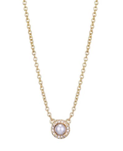 ADORNIA Gold Freshwater Pearl CZ Halo Necklace