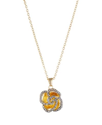 ADORNIA Gold Crystal Encrusted Flower Pendant Necklace