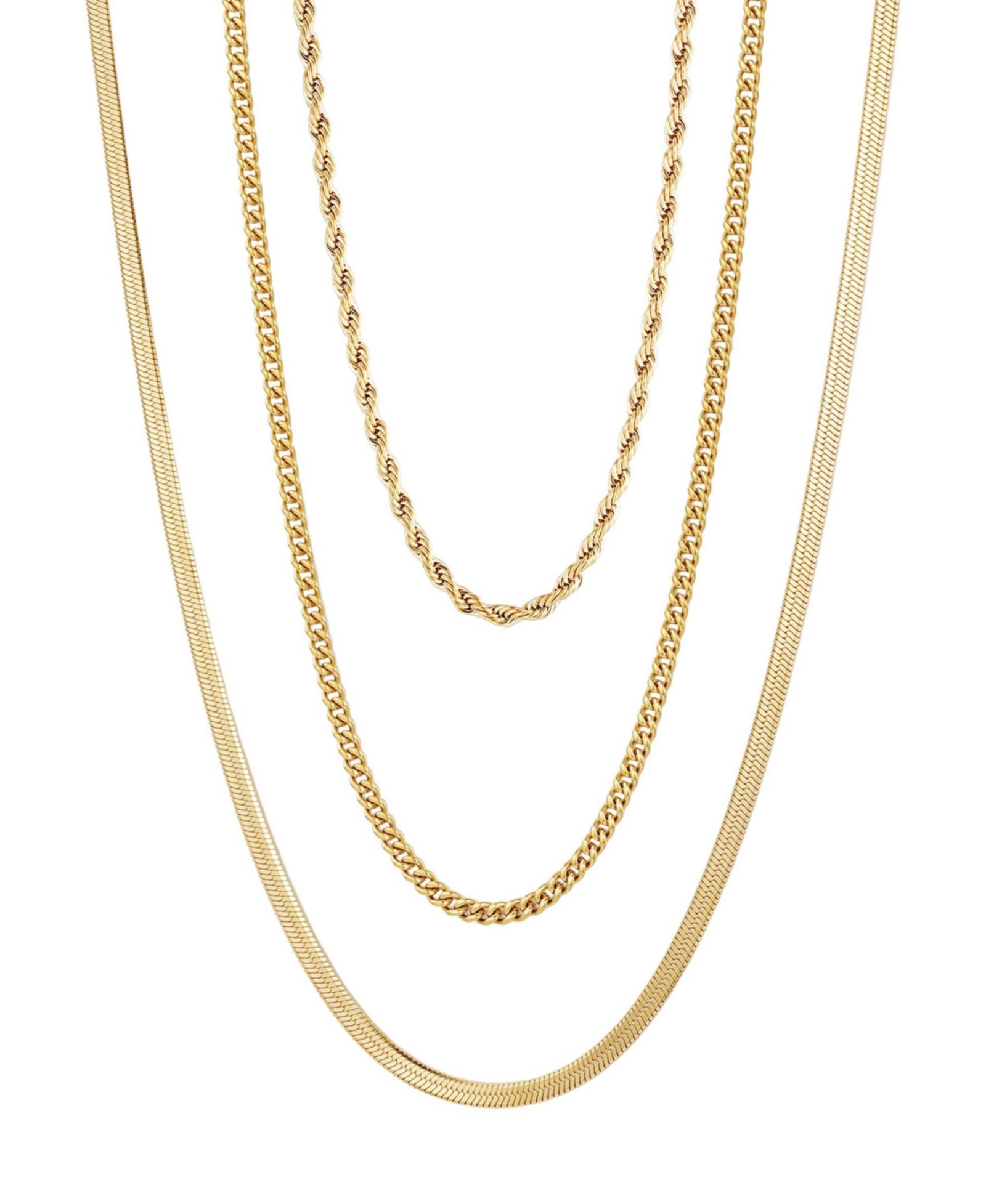 Набор золотых цепей ADORNIA Tarnish Resistant Gold Chain Necklace