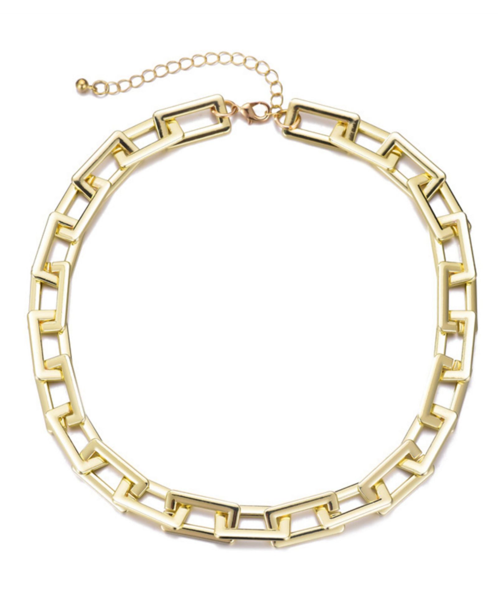 ADORNIA Gold Rectangle Paperclip Chain Necklace