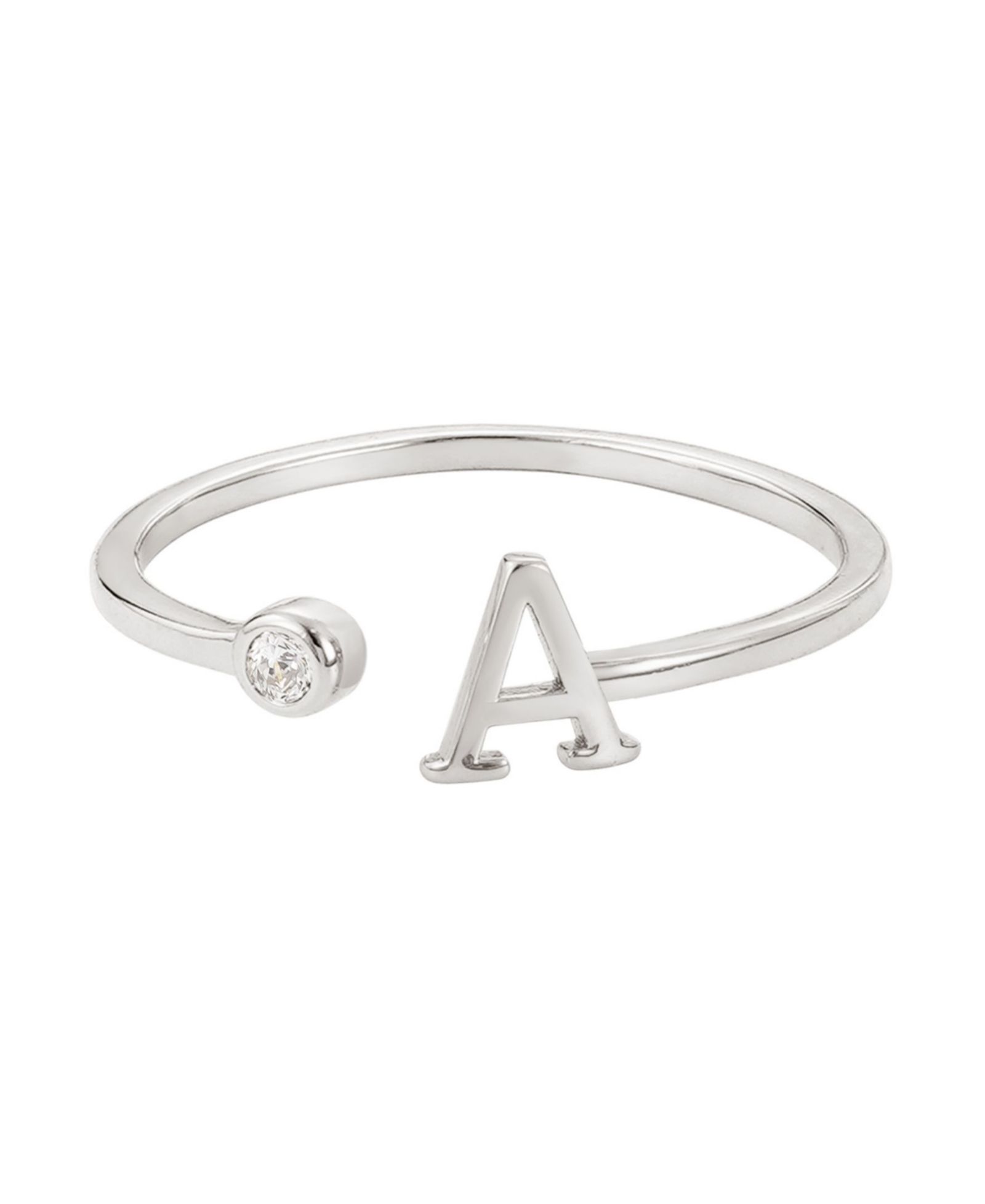 ADORNIA Silver Adjustable CZ Initial Ring
