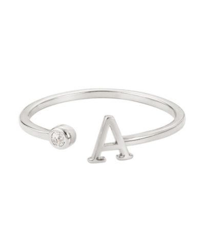 Кольцо с инициалом ADORNIA Silver Adjustable CZ