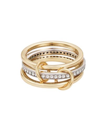 ADORNIA Gold and Silver CZ Connected 3-Piece Ring Stack