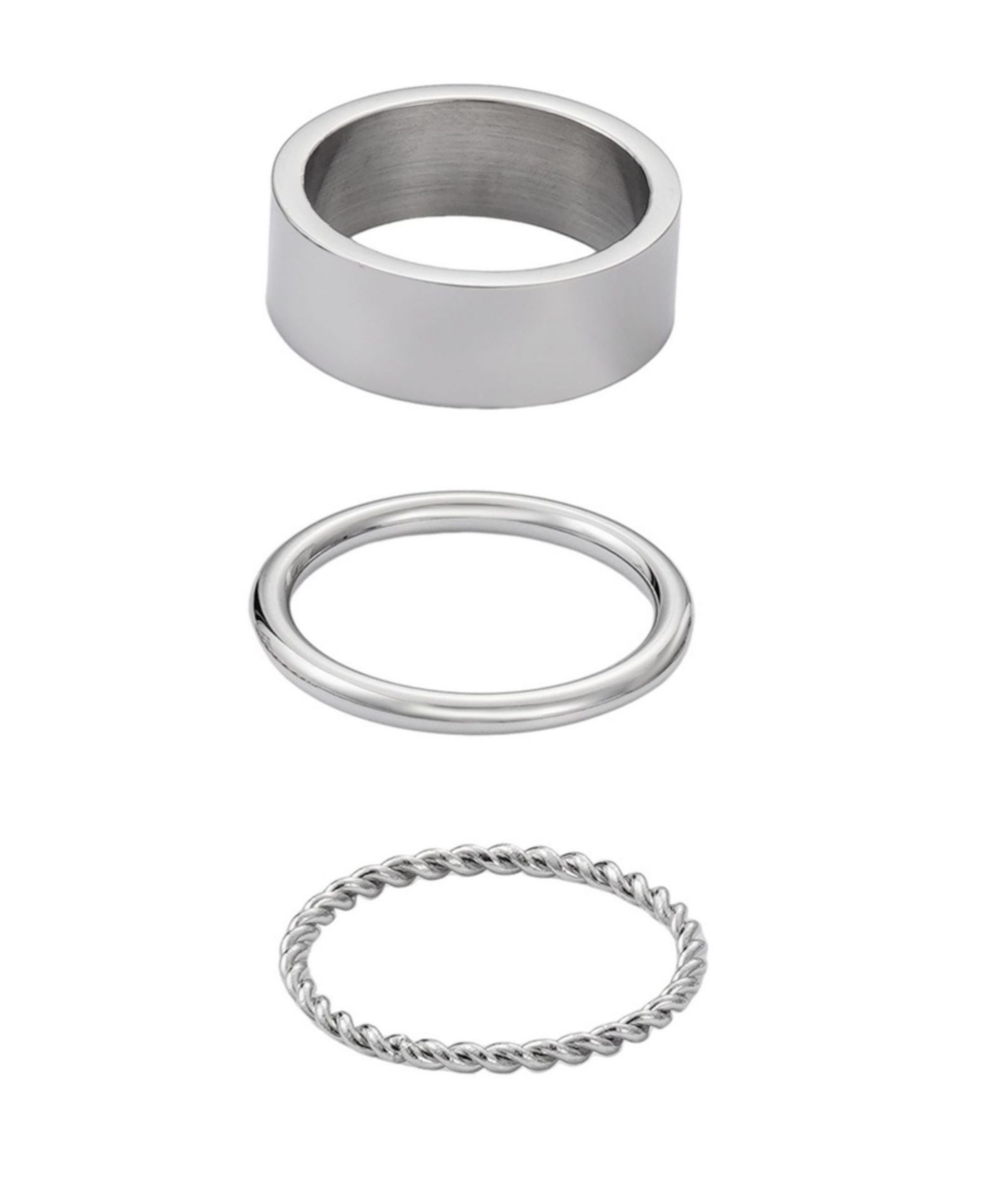 ADORNIA Tarnish Resistant Silver Ring Set