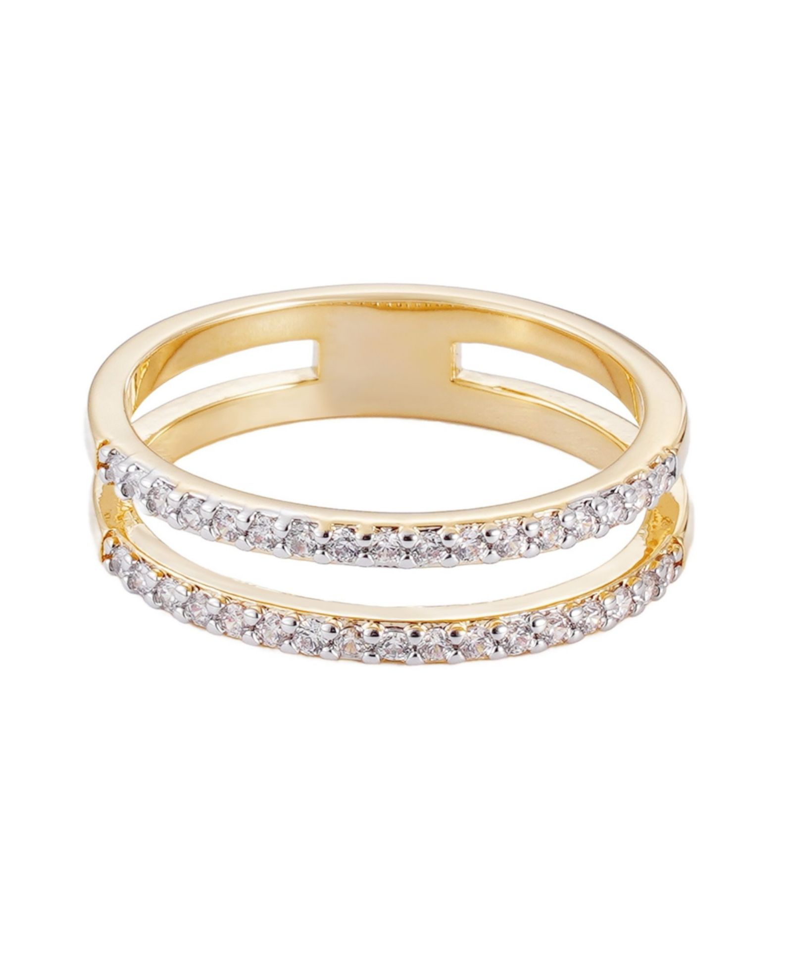 ADORNIA Gold CZ Double Band Ring
