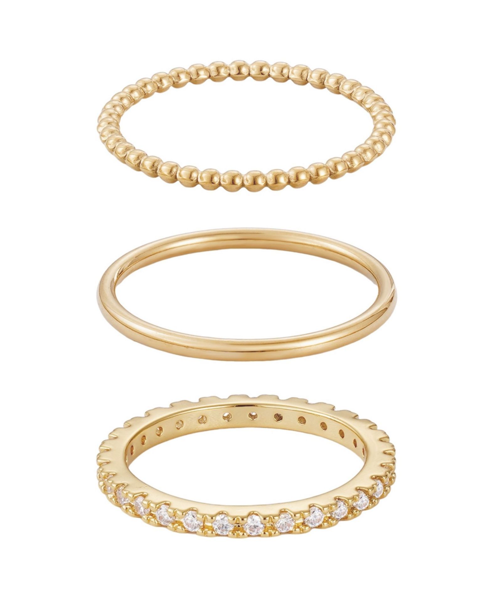 ADORNIA Gold CZ Набор колец Eternity из 3 полос