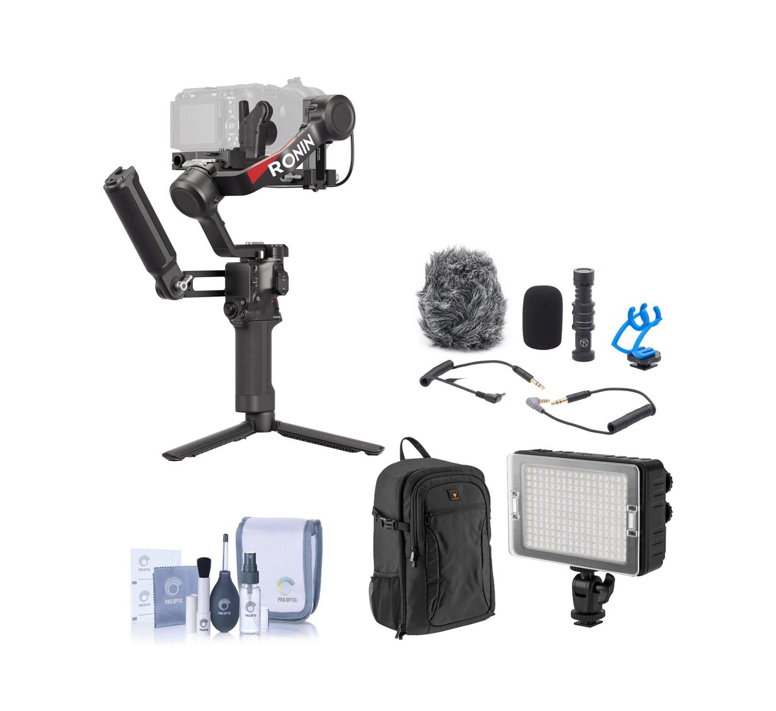 DJI RS 4 Combo, Bundle with On-Camera LED Light, Shotgun Microphone and Backpack