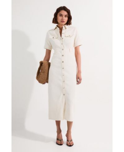 Karen Millen Women's Denim Midi Shirt Dress