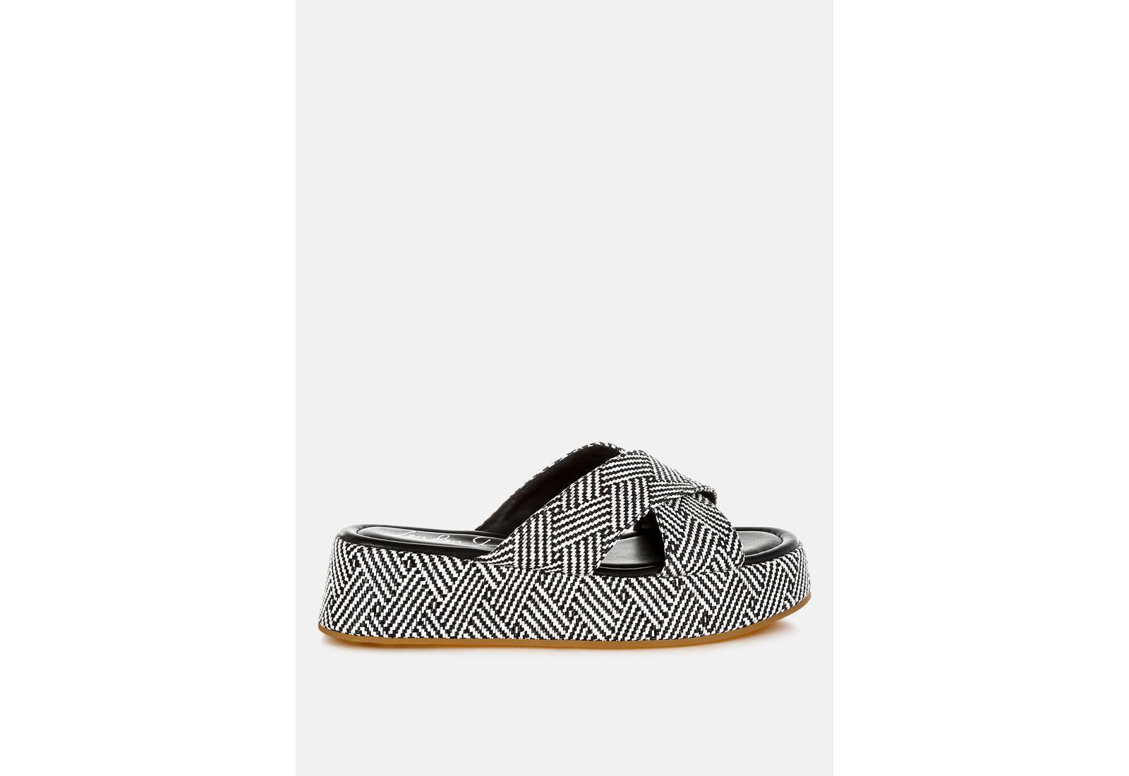 London Rag Womens Modura Raffia Flatform Slip Ons