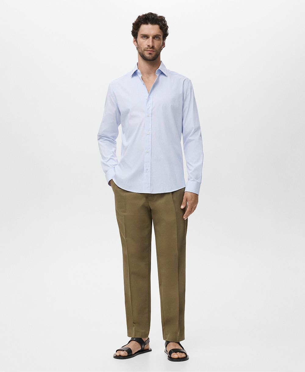Мужская рубашка Mango Regular Fit Striped Cotton