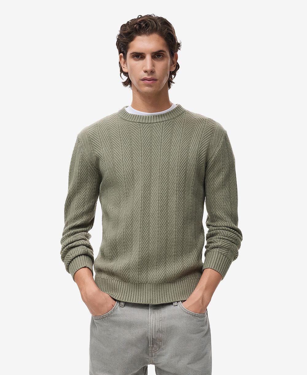 Mango Men's Herringbone Structured Sweater