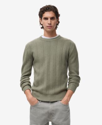 Mango Men's Herringbone Structured Sweater