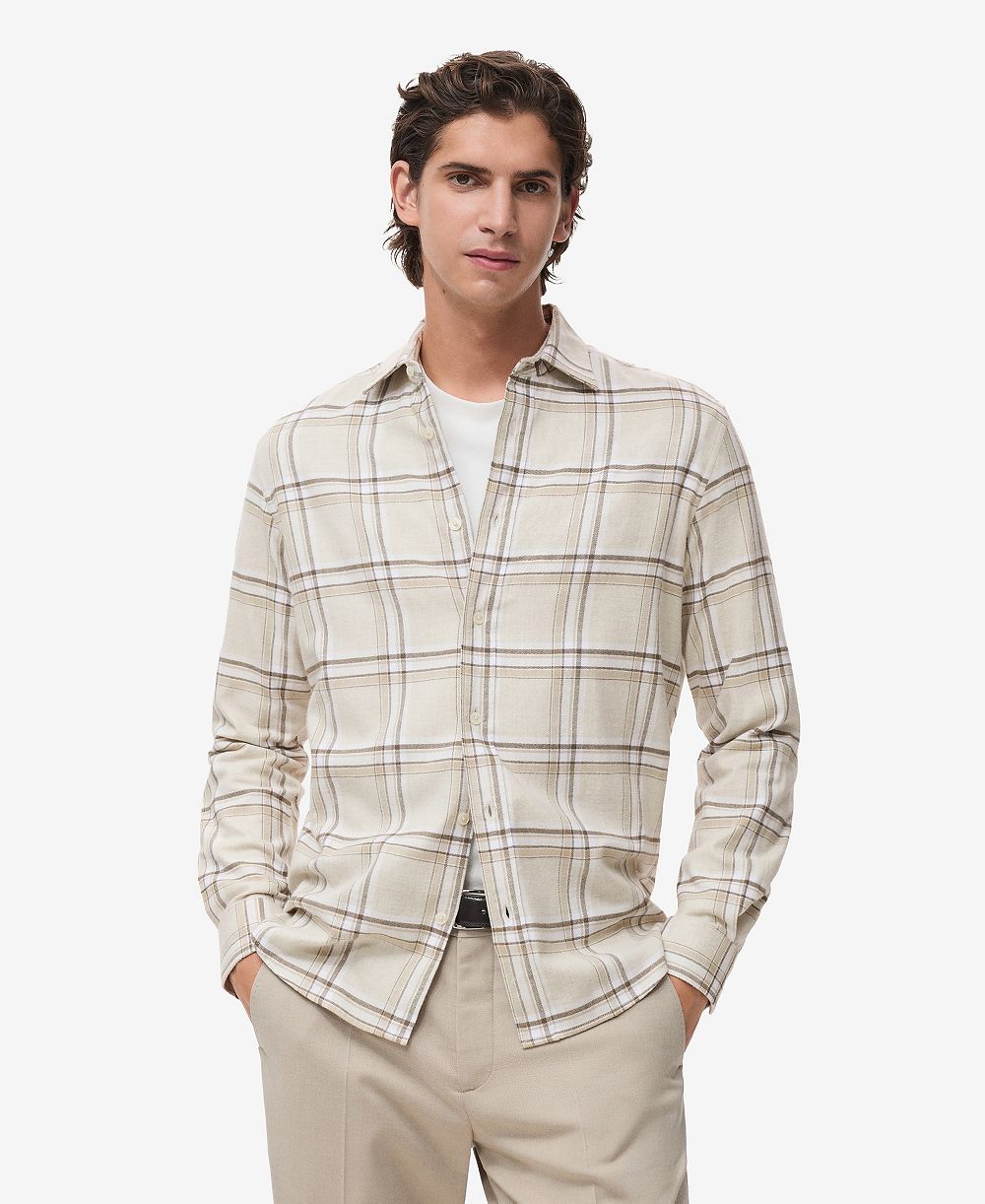 Mango Men's Cotton Flannel Check Overshirt