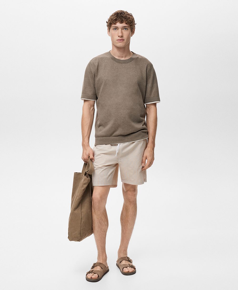 Mango Men's Seersucker Swimming Trunks